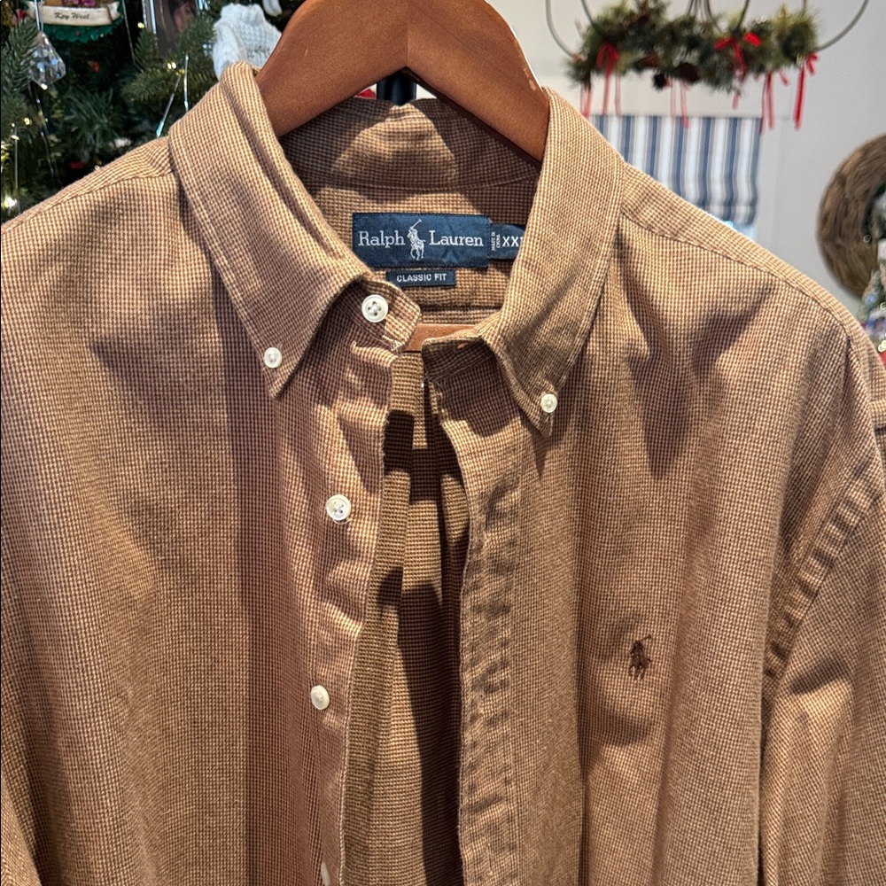 Vintage Ralph Lauren Men's Camel Button Down Shirt - Flannel